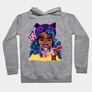 Cute African American cartoon Afro Anime Gamer Girl Hoodie